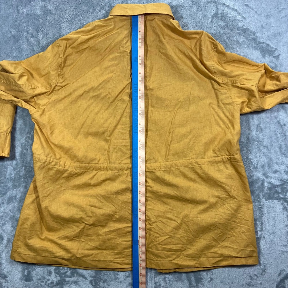 UNIQLO Shirt Jacket Womens L Mustard Yellow Linen Cotton 211-427065 Oversized - Picture 9 of 16